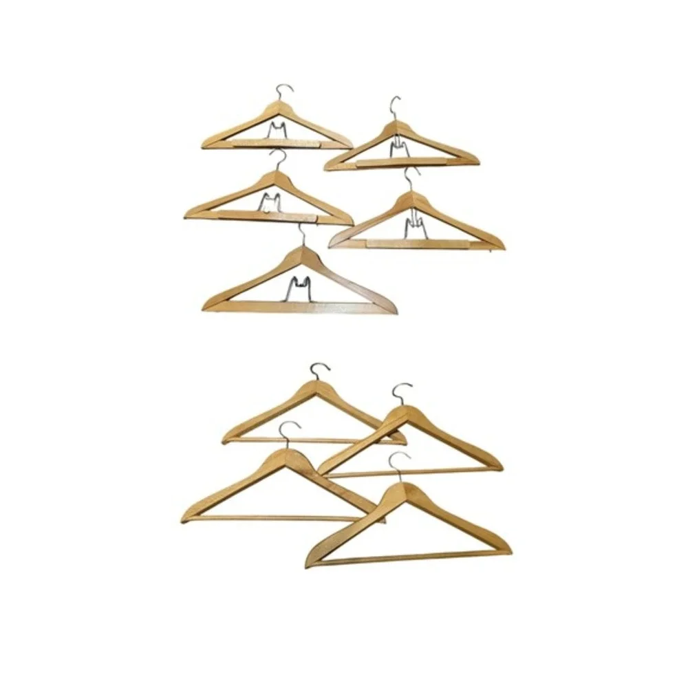 Vintage Wooden Hangers Set of 9 Natural Wood Suit Trouser and Coat Hangers‎